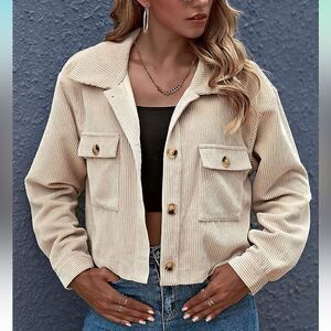 CROPPED SHACKET BUTTON DOWN JACKET